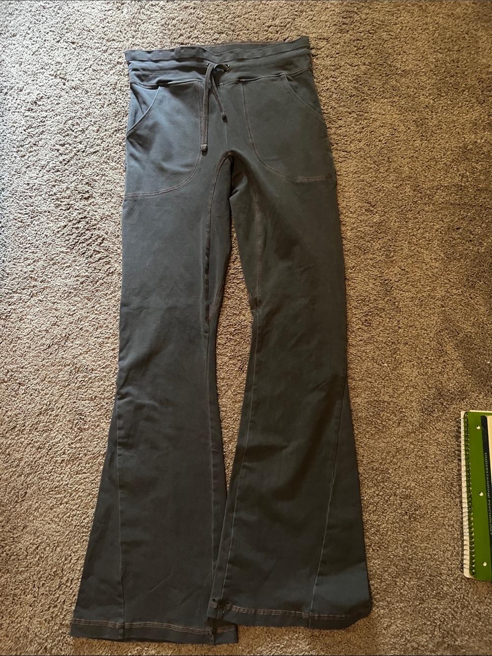 Dark Gray Flare Free People Drawstring Pants